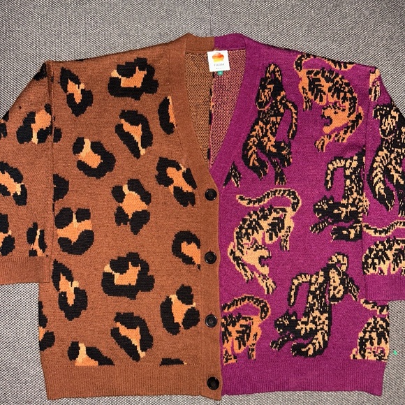 FARM RIO Mixed Wild Leopards Knit Cardigan Size XL - Picture 2 of 4